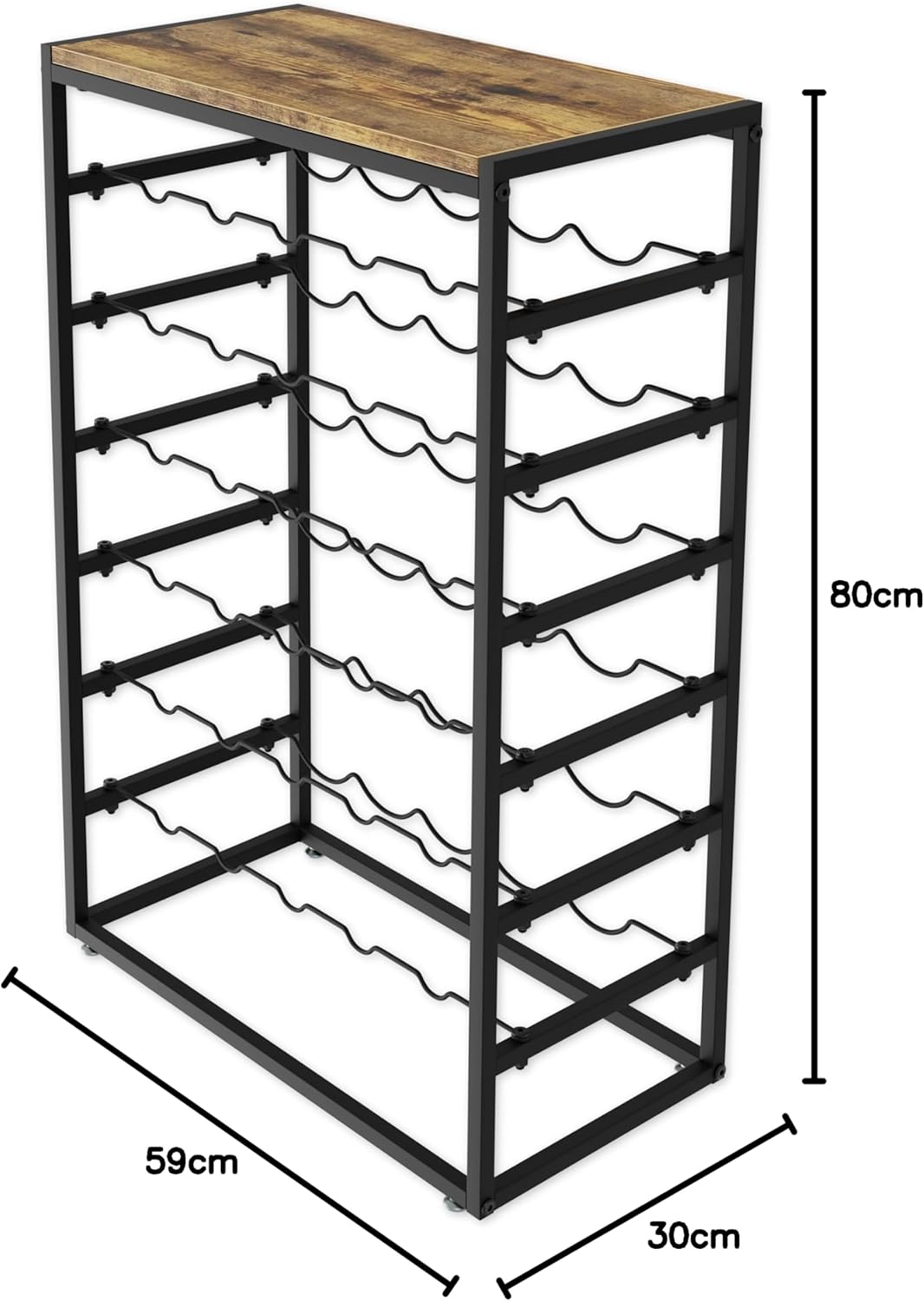 Carla Home 6 Tier Freestanding Wine Rack For 30 Bottles With Wood Countertop And Sturdy Metal Frame