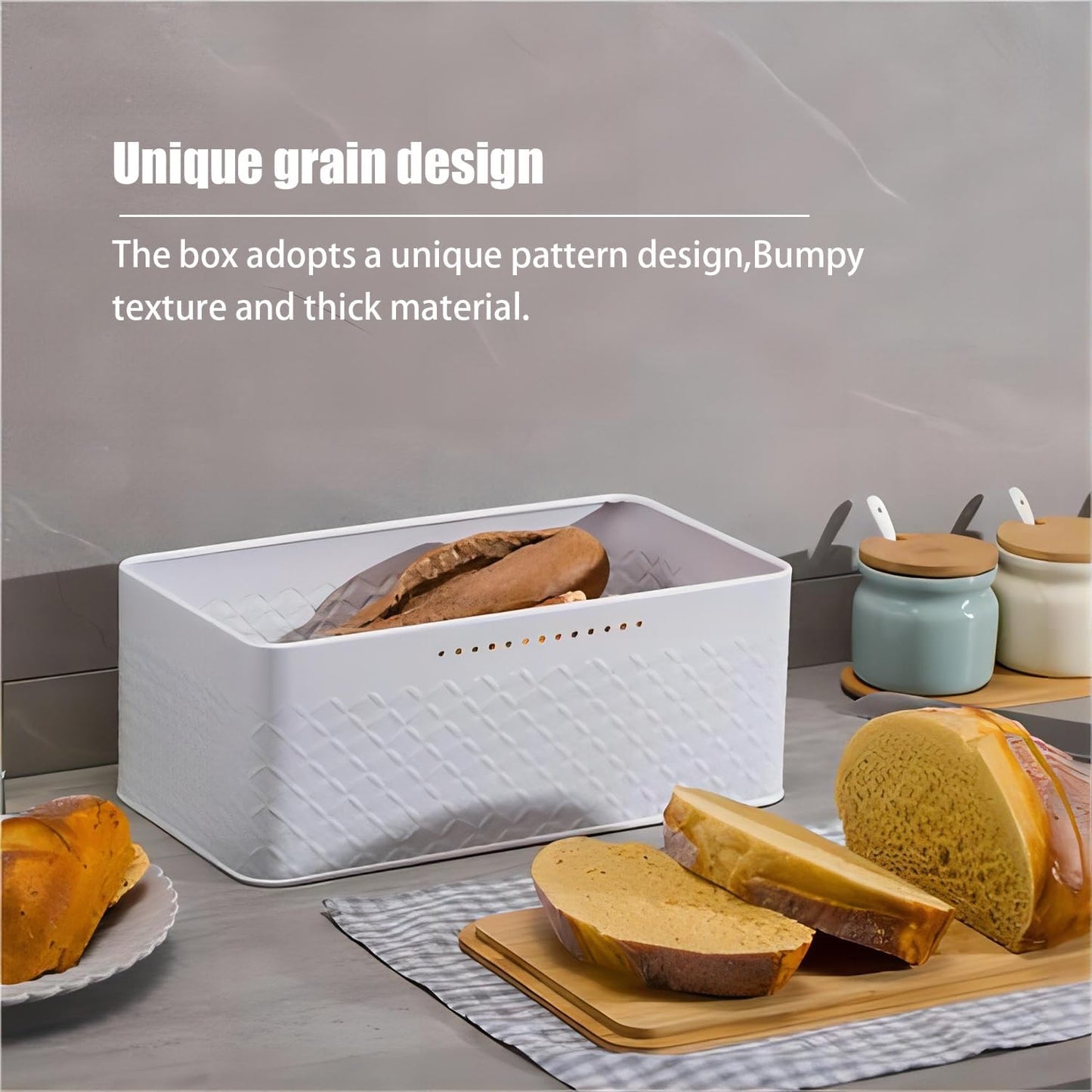 Carla Home Bread Bin With Bamboo Lid Used As Chopping Board For Kitchen Countertop