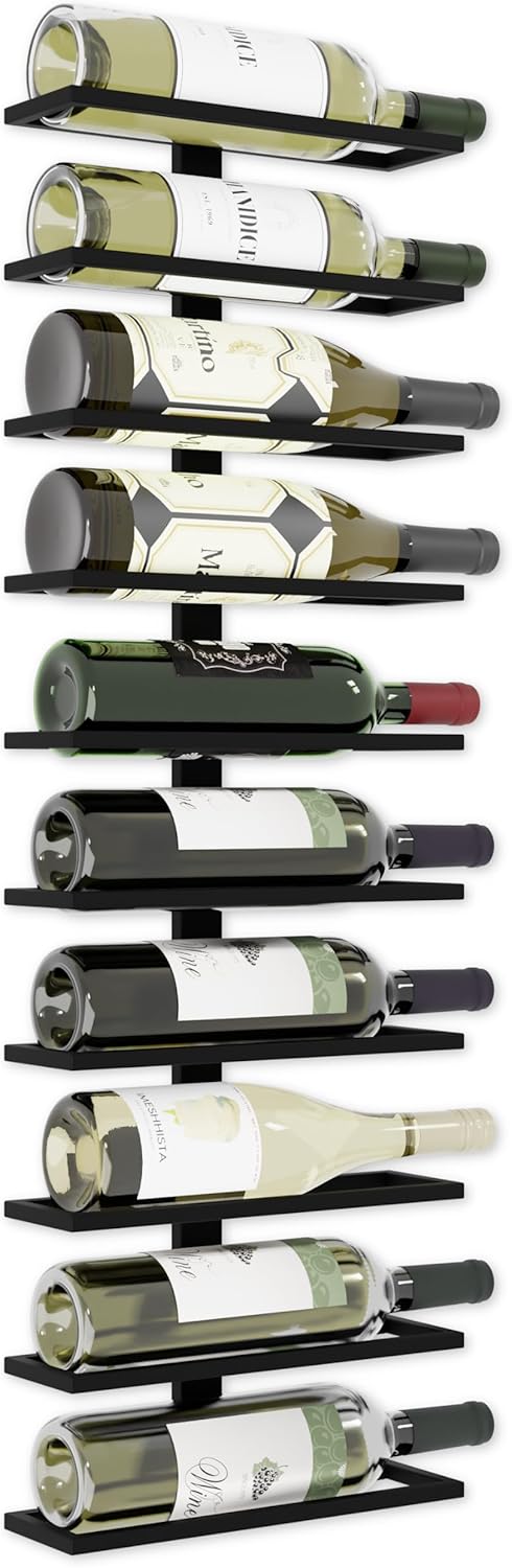 Carla Home Metal Wall Mount Wine Rack For Bottles Liquor Champagne (Holds 10 Bottles)