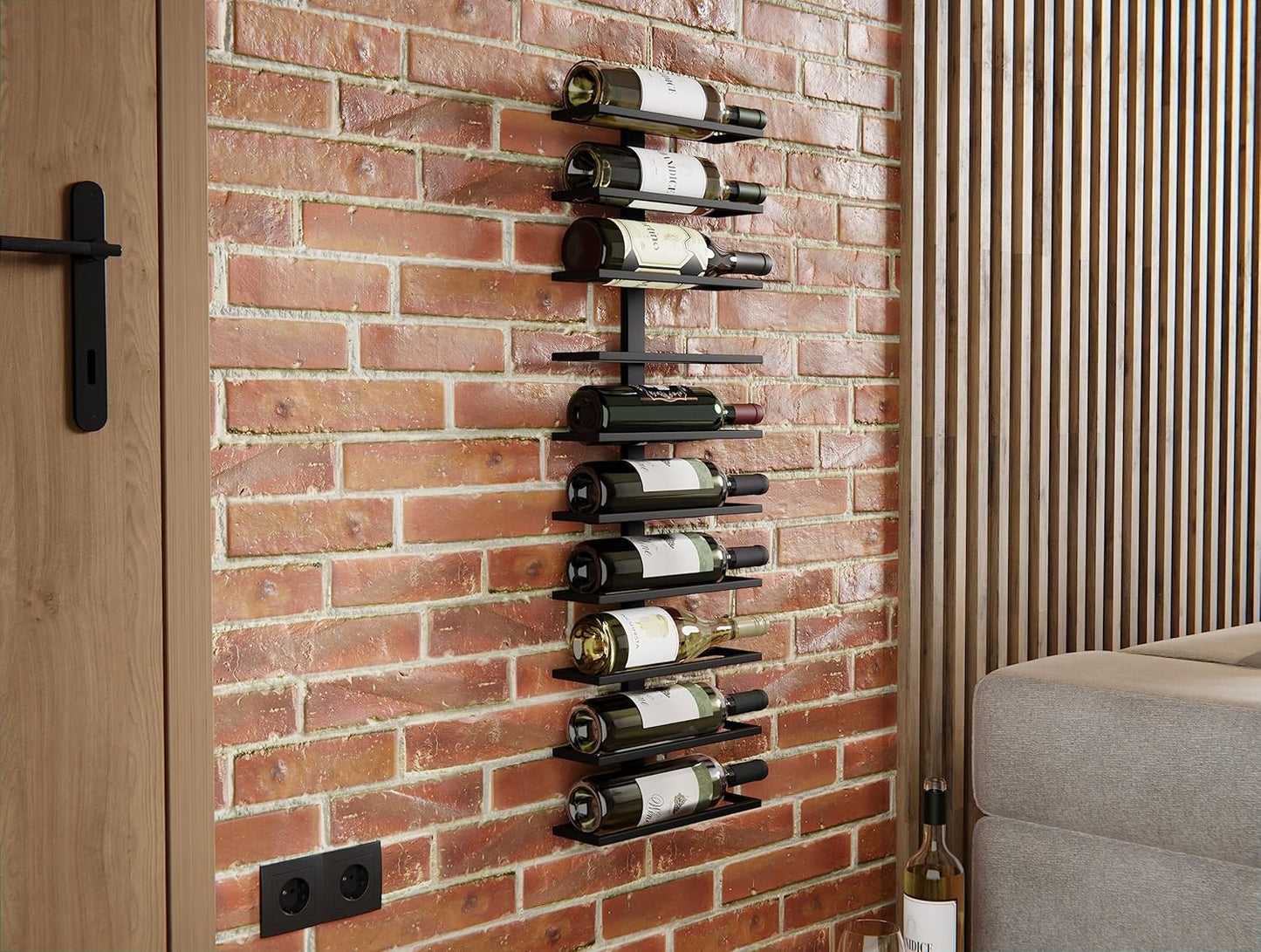 Carla Home Metal Wall Mount Wine Rack For Bottles Liquor Champagne (Holds 10 Bottles)