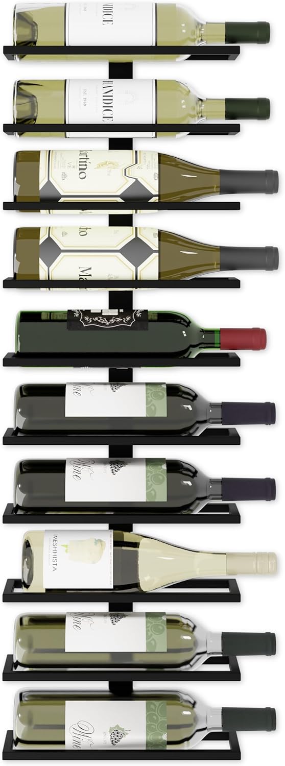 Carla Home Metal Wall Mount Wine Rack For Bottles Liquor Champagne (Holds 10 Bottles)