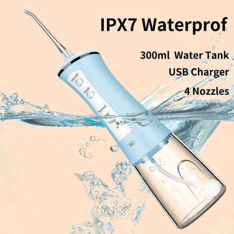 360 Oral Irrigator Rechargeable Usb Water Flosser Jet Pick 300Ml Teeth Cleaner 4 Nozzles