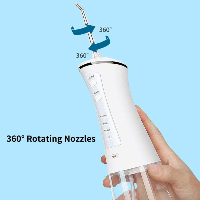 360 Oral Irrigator Rechargeable Usb Water Flosser Jet Pick 300Ml Teeth Cleaner 4 Nozzles