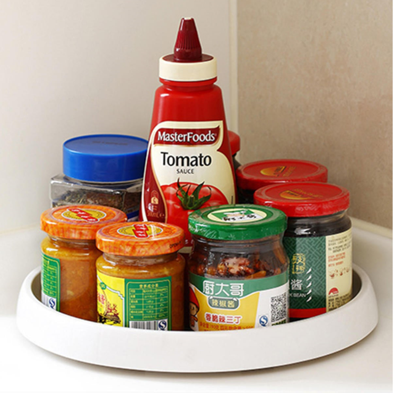 360 Rotating Spice Storage Rack Tray Turntable Home Kitchen Jar Holder Organizer