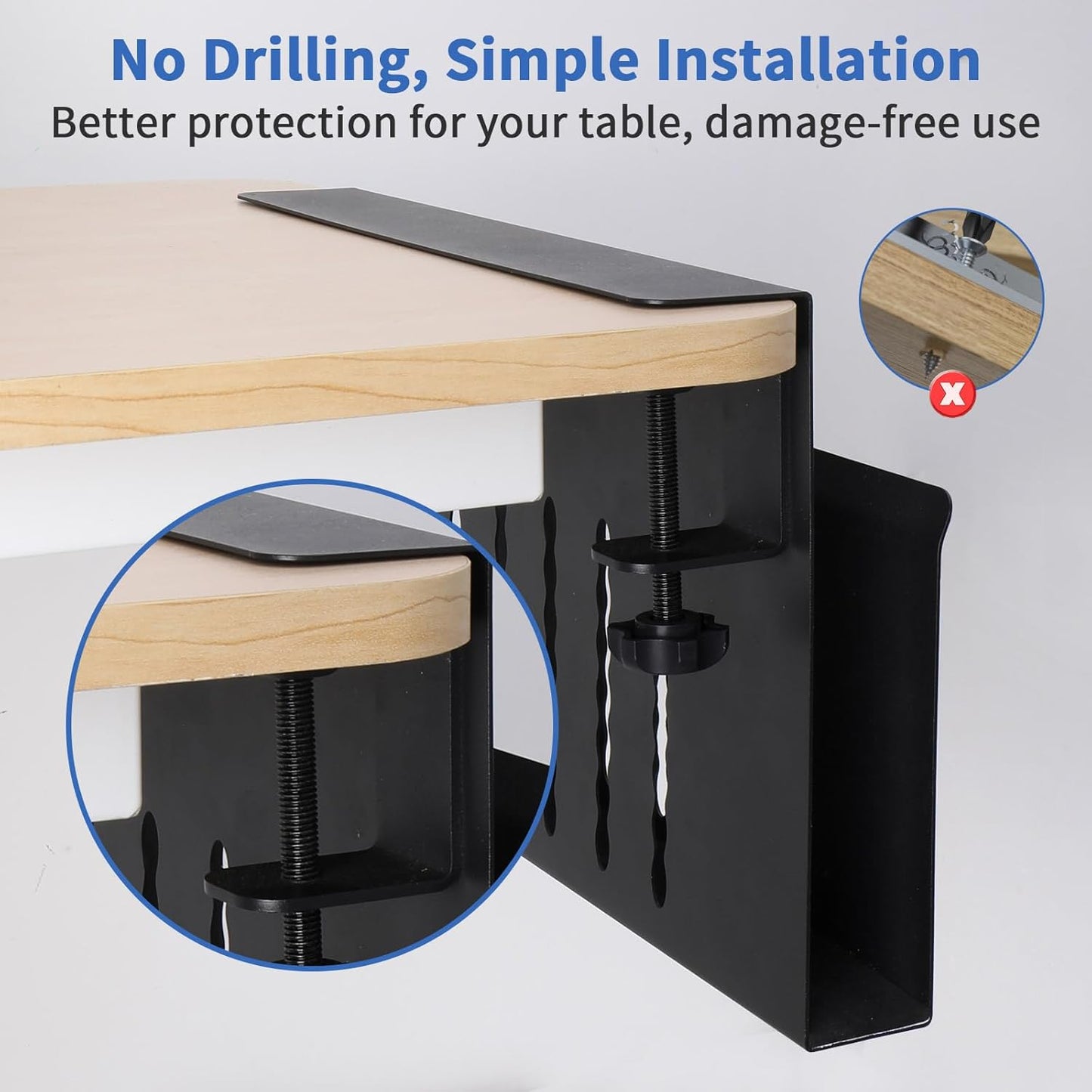 Carla Home Under Desk Side Laptop Holder Storage With No Drill Cable Management Tray And Pen For Office
