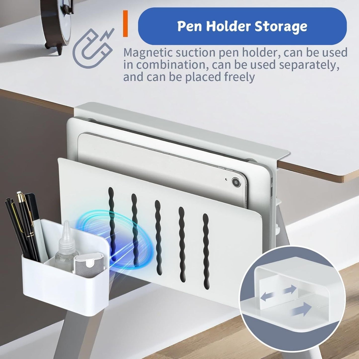 Carla Home Under Desk Side Laptop Holder Storage With No Drill Cable Management Tray And Pen For Office