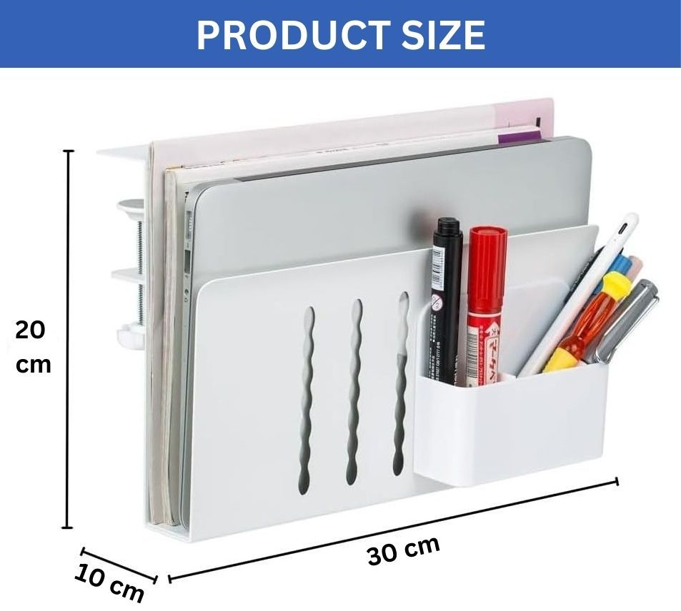 Carla Home Under Desk Side Laptop Holder Storage With No Drill Cable Management Tray And Pen For Office