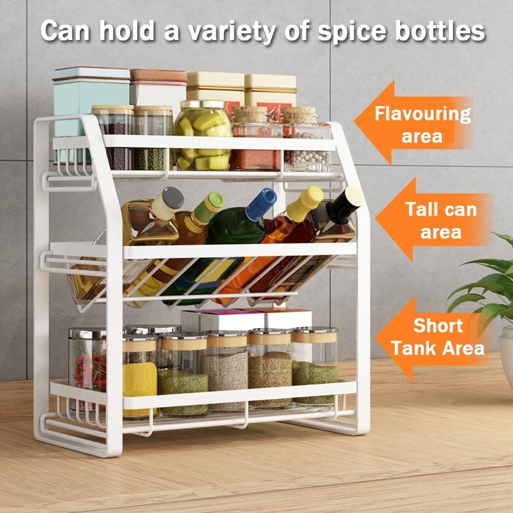 Carla Home 3 Tier Detachable Spice Rack Storage Organiser For Kitchen Countertop