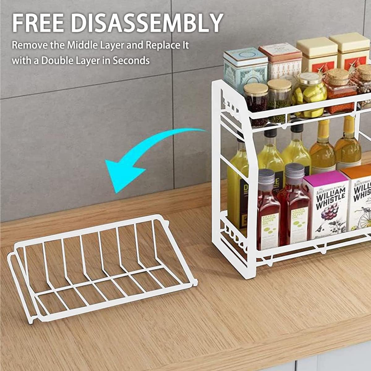 Carla Home 3 Tier Detachable Spice Rack Storage Organiser For Kitchen Countertop