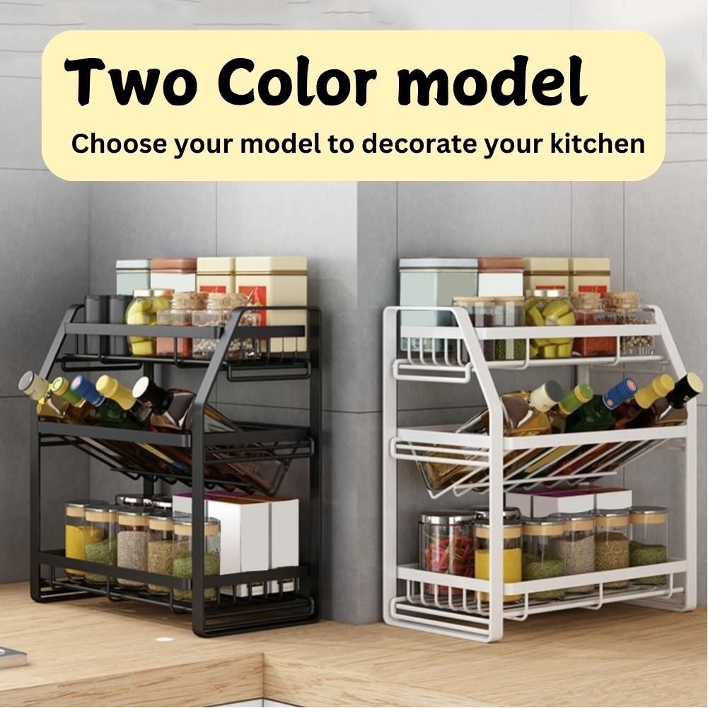 Carla Home 3 Tier Detachable Spice Rack Storage Organiser For Kitchen Countertop