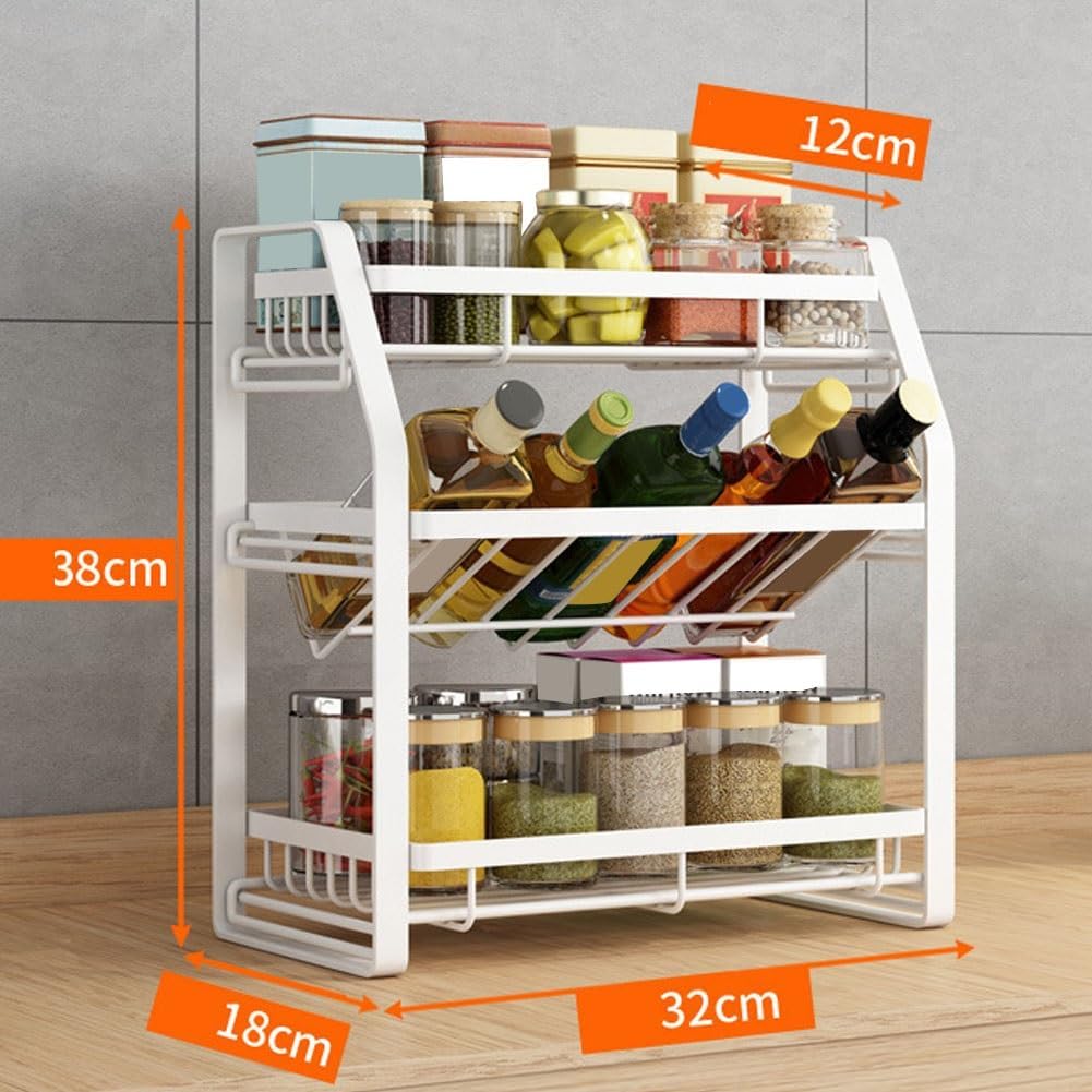 Carla Home 3 Tier Detachable Spice Rack Storage Organiser For Kitchen Countertop
