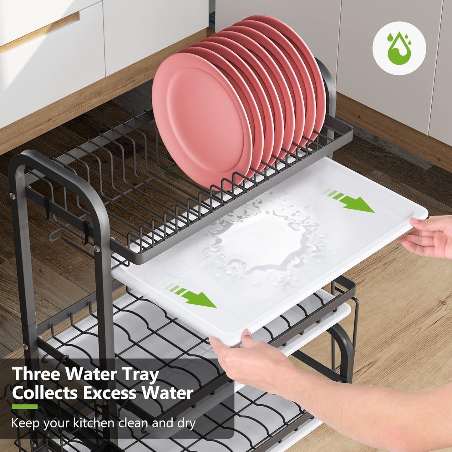 Carla Home Dish Drying Rack 3 Tier Large Capacity Kitchen Storage With Utensil And Cutting Board Holder