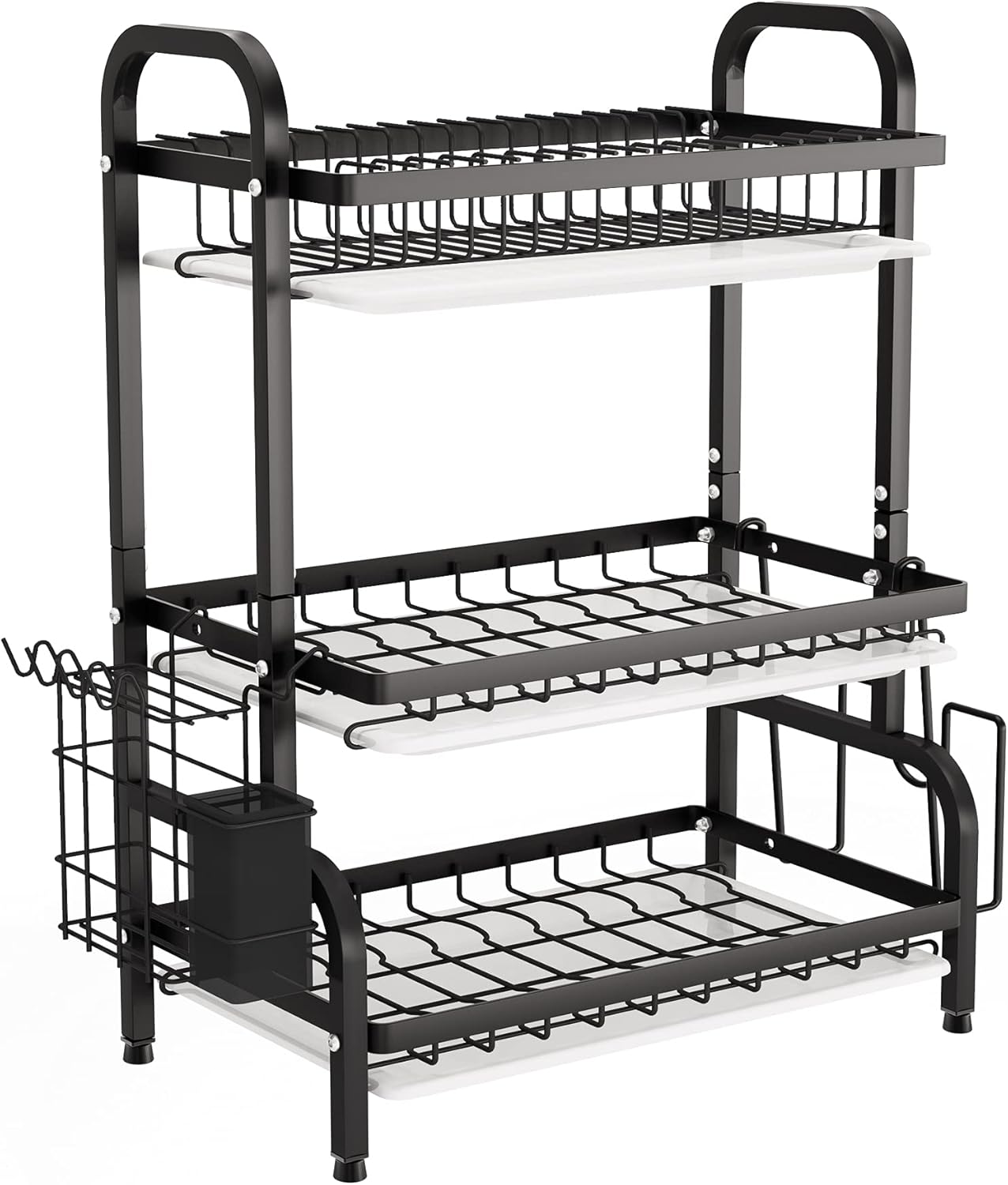 Carla Home Dish Drying Rack 3 Tier Large Capacity Kitchen Storage With Utensil And Cutting Board Holder