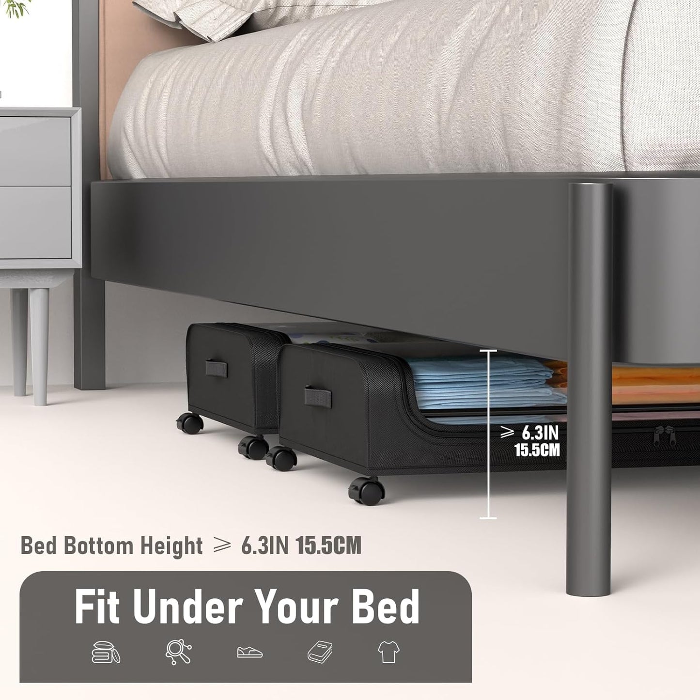 Carla Home Xxl Under Bed Rolling Storage Containers With 50L Large Capacity And Wheels