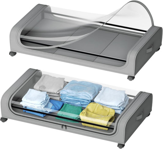 CARLA HOME XXL Under Bed Rolling Storage Containers with 50L Large Capacity and Wheels