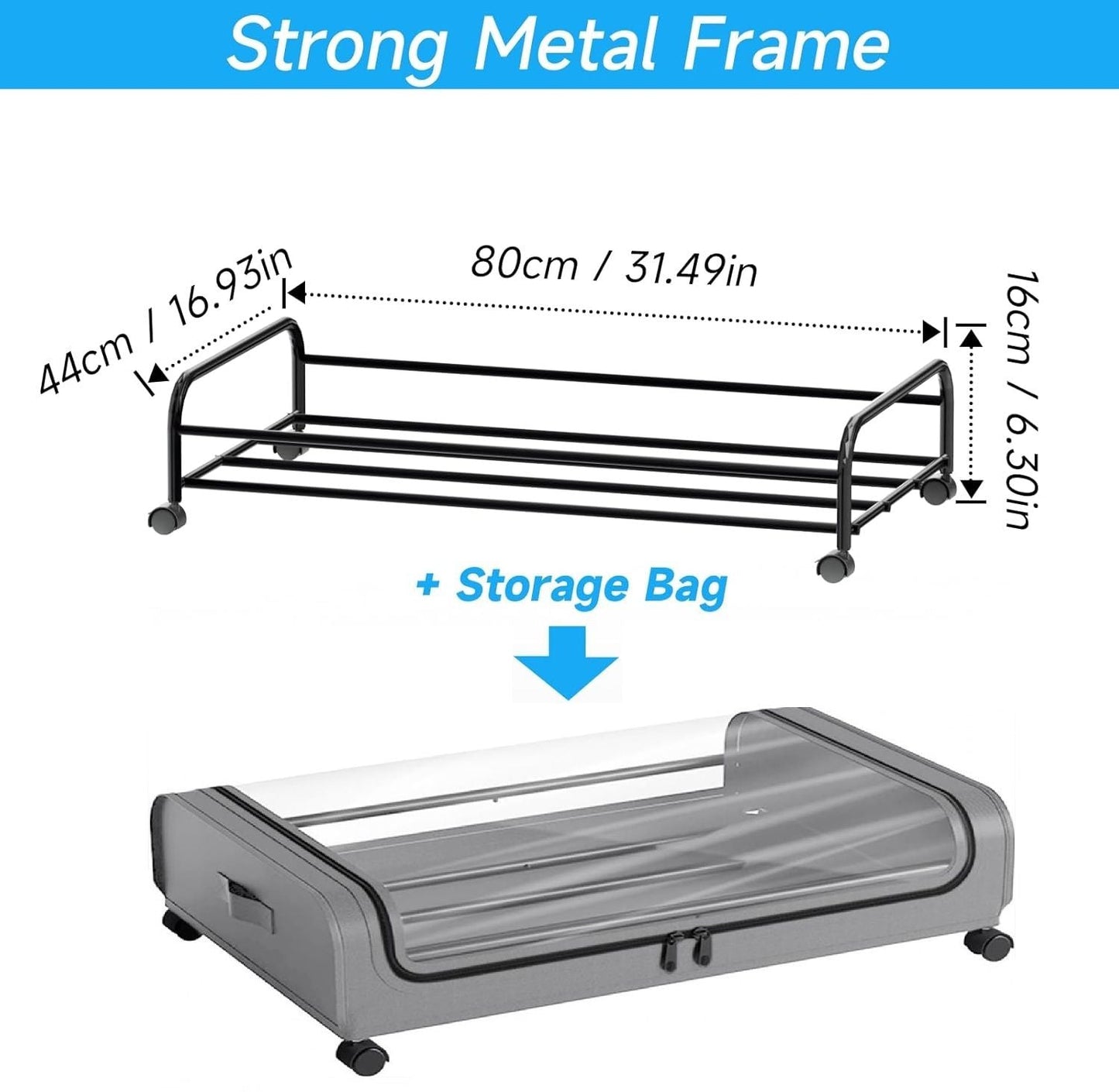 CARLA HOME XXL Under Bed Rolling Storage Containers with 50L Large Capacity and Wheels