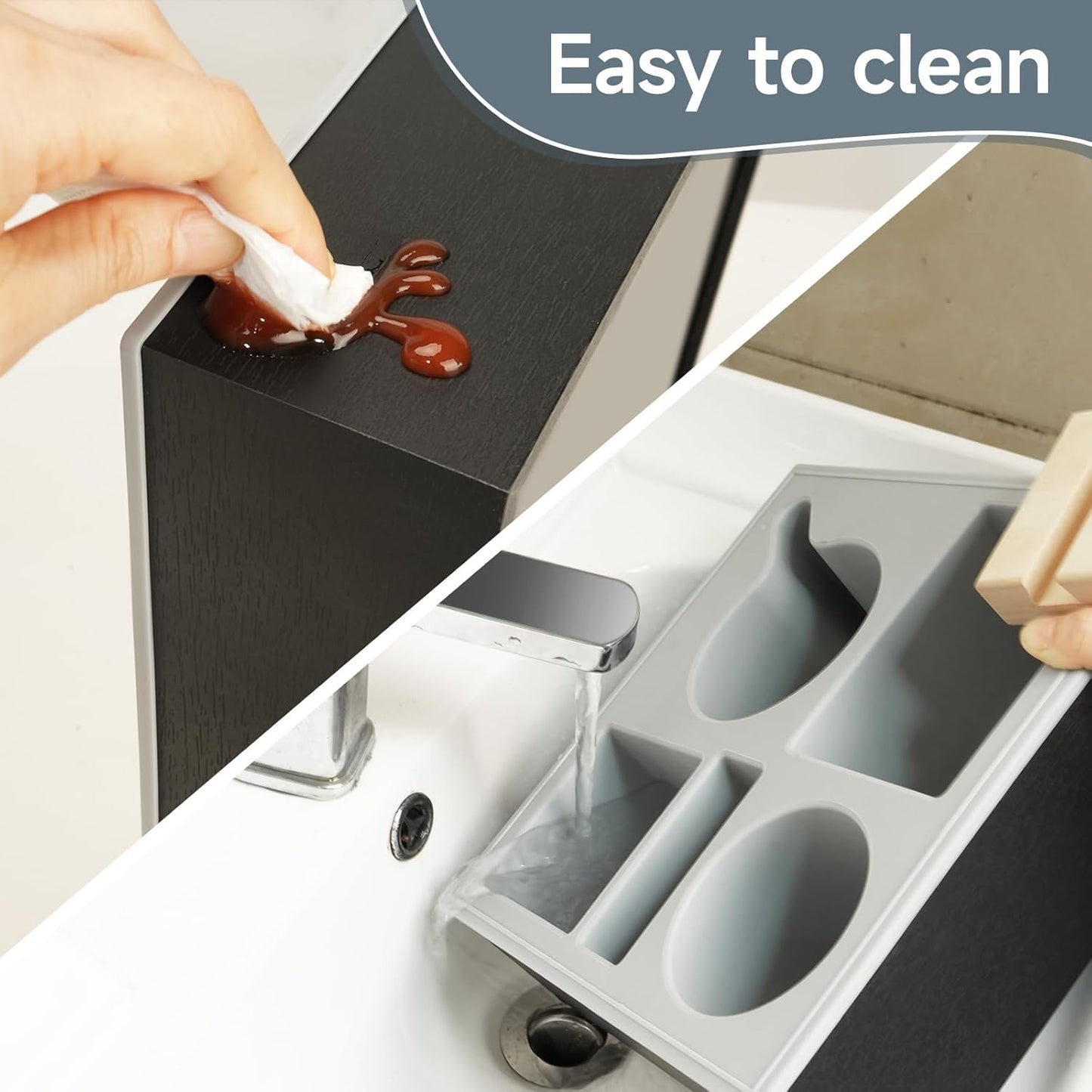 Carla Home Couch Cup Holder Tray With Soft Silicone & Rotatable Phone For Storaging Drinks Snacks