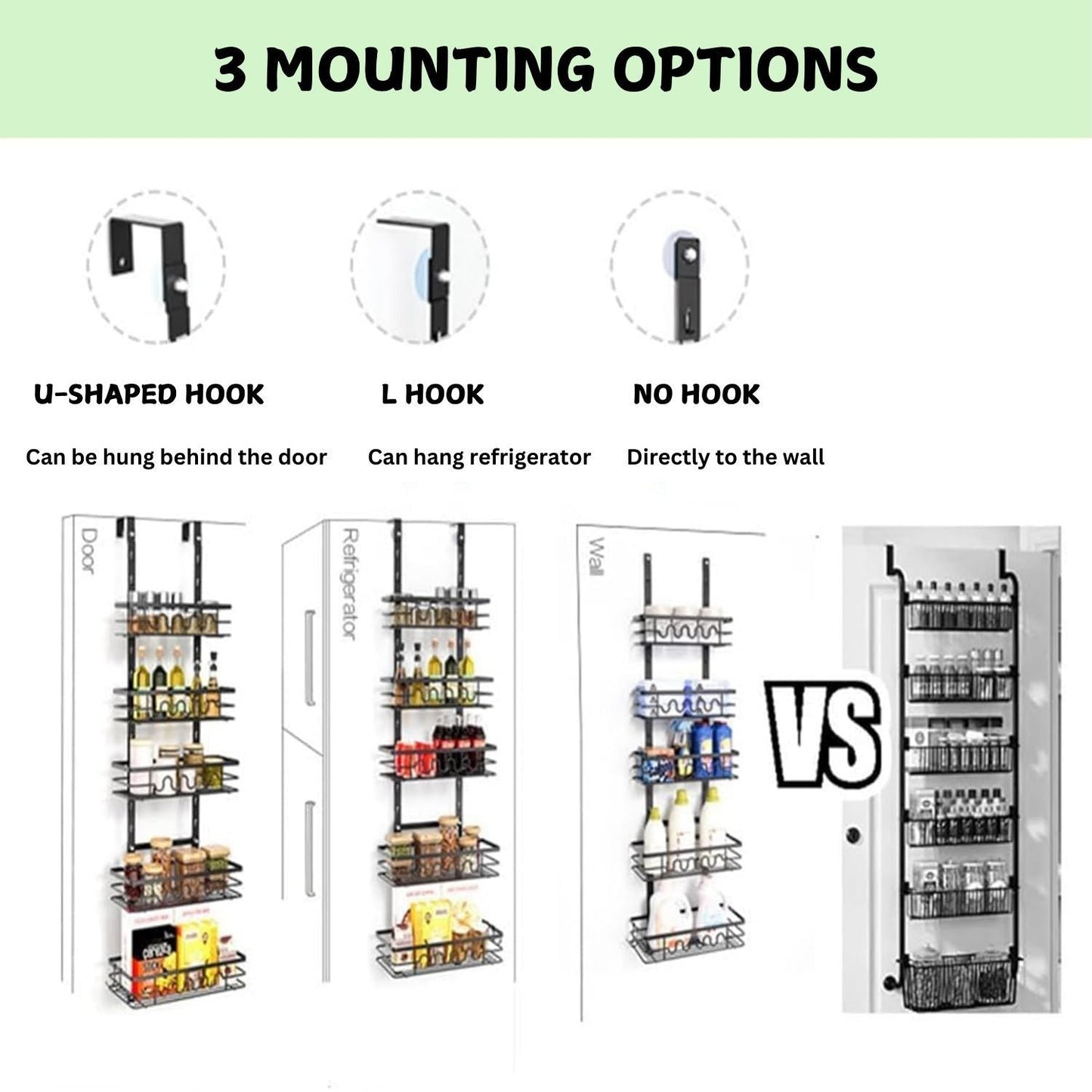 Carla Home 4 Tier Adjustable Baskets Over Door Pantry Organiser For Kitchen