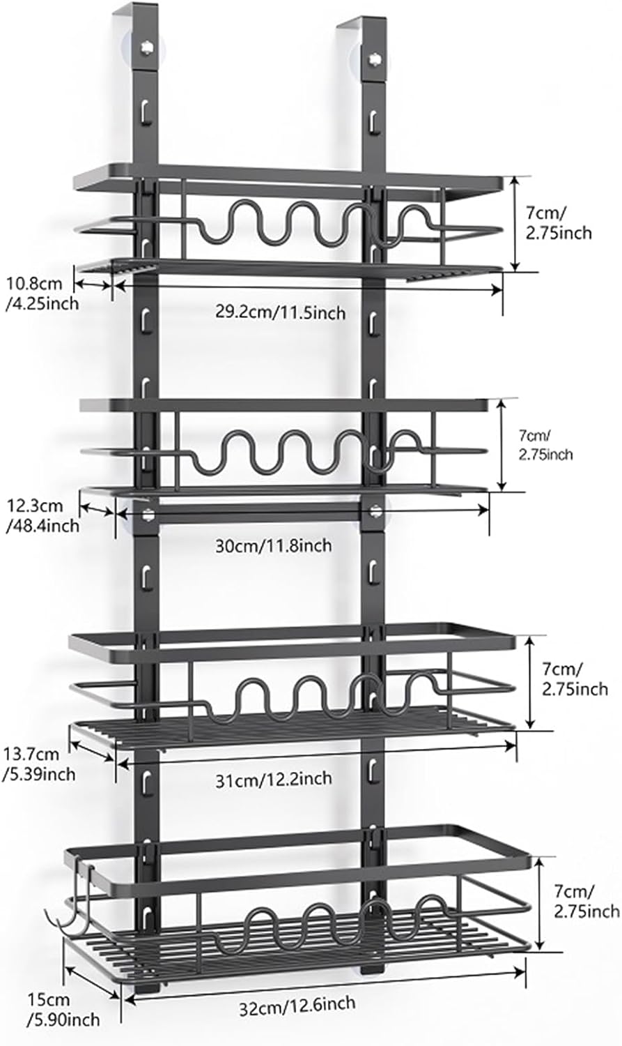 Carla Home 4 Tier Adjustable Baskets Over Door Pantry Organiser For Kitchen