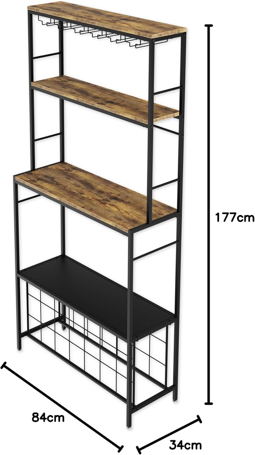 Carla Home Large Wine Rack For 20 Bottles With Wood Countertop And Sturdy Metal Frame