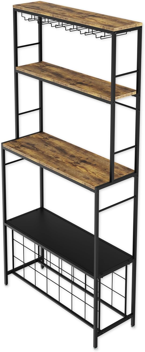 Carla Home Large Wine Rack For 20 Bottles With Wood Countertop And Sturdy Metal Frame