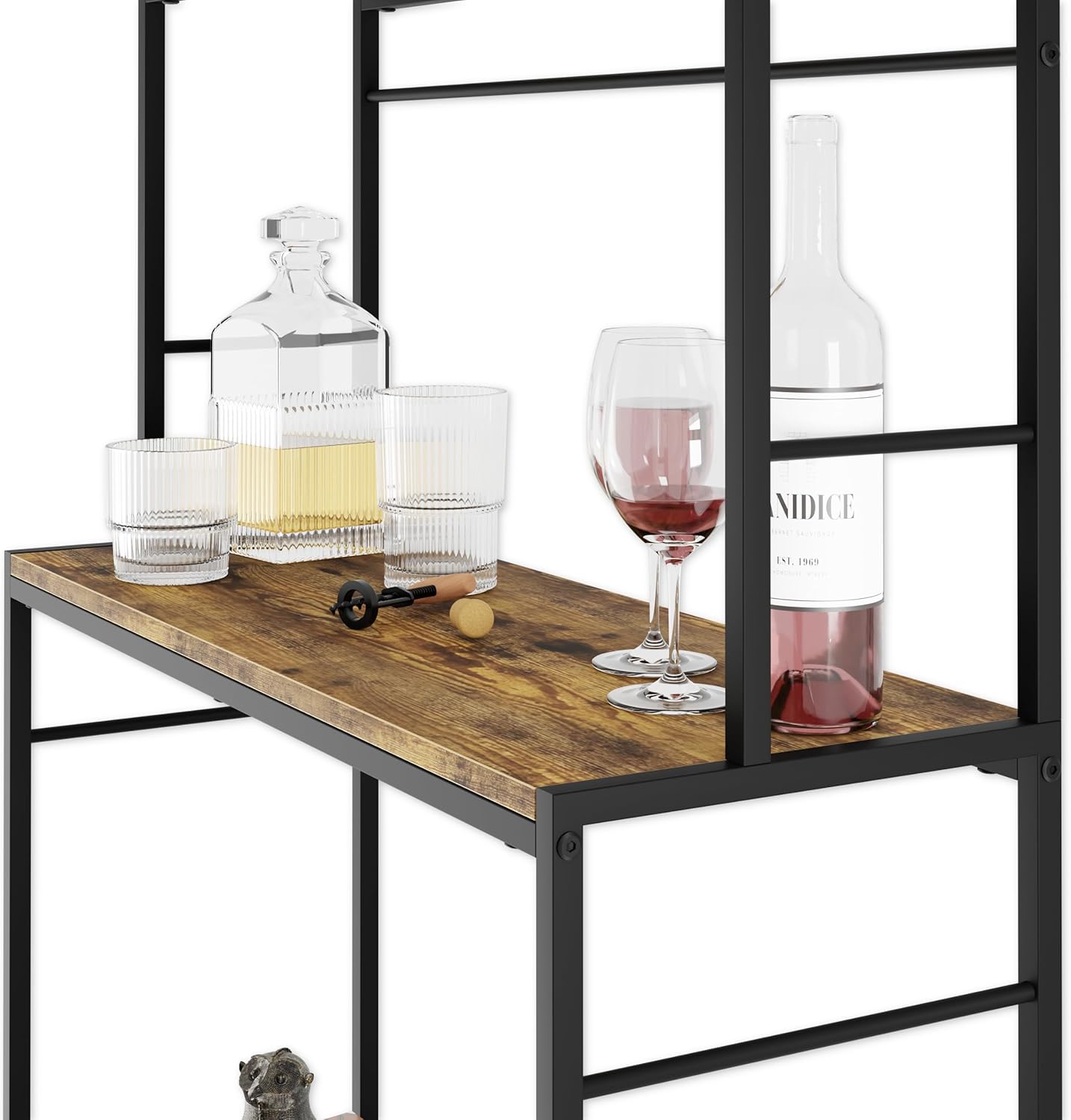 Carla Home Large Wine Rack For 20 Bottles With Wood Countertop And Sturdy Metal Frame