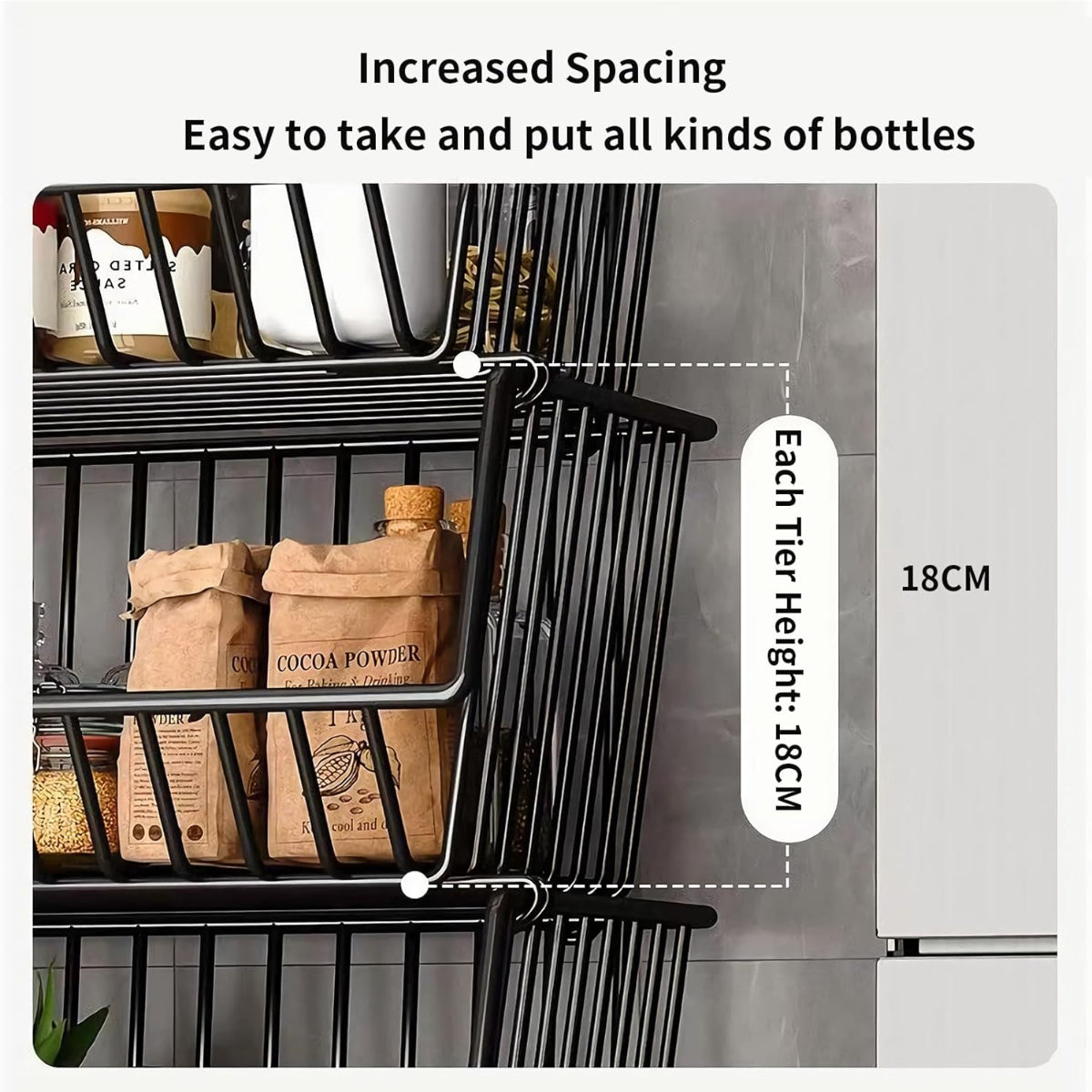 Carla Home Metal 5 Tier Rolling Vegetable And Fruit Basket Cart Stand For Kitchen