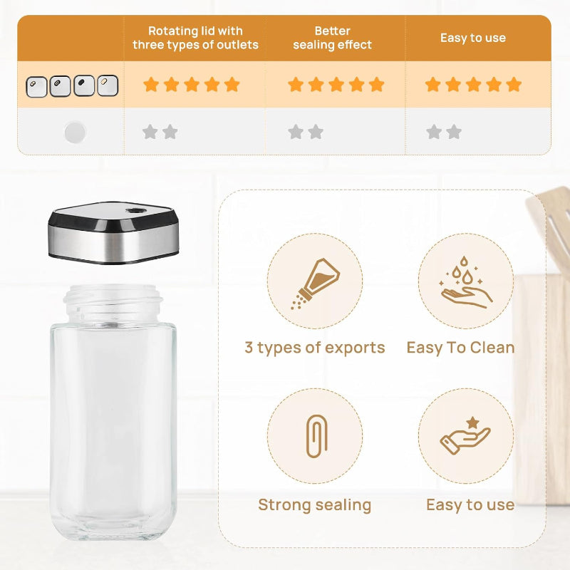 Carla Home Rotating Spice Rack Organizer With 20 Glass Jars For Kitchen Countertop Stainless Steel 25 X Cm.