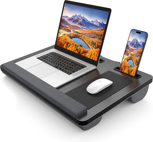 Carla Home Oversized Portable Lap Desk With Cushionmouse Pad Tablet And Phone Holder Which Fits Up To 17 Inch Laptops Fo