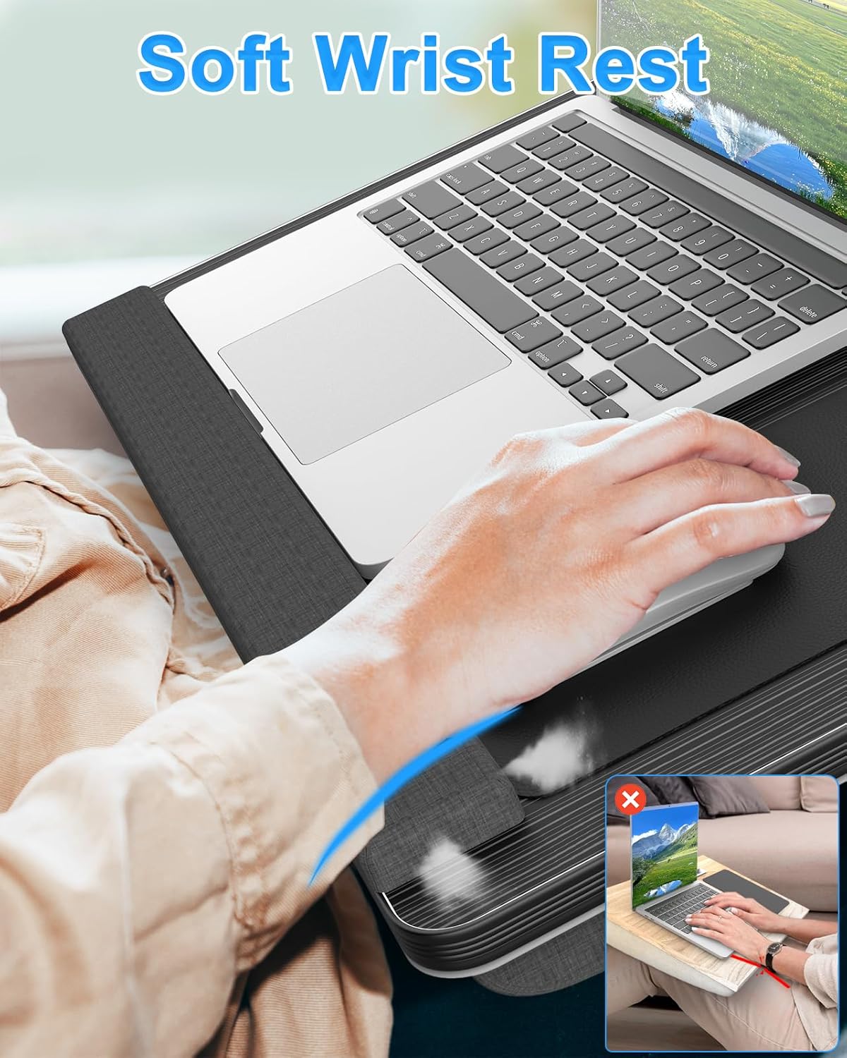 Carla Home Oversized Portable Lap Desk With Cushionmouse Pad Tablet And Phone Holder Which Fits Up To 17 Inch Laptops Fo