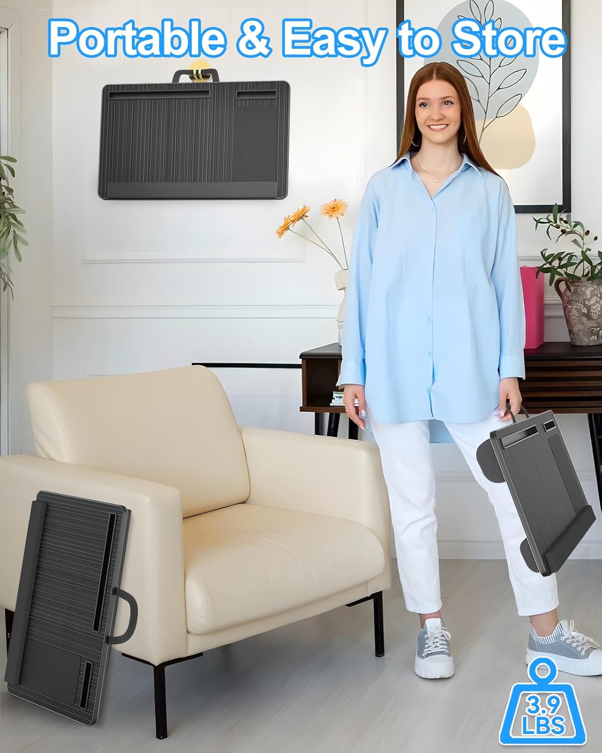 Carla Home Oversized Portable Lap Desk With Cushionmouse Pad Tablet And Phone Holder Which Fits Up To 17 Inch Laptops Fo