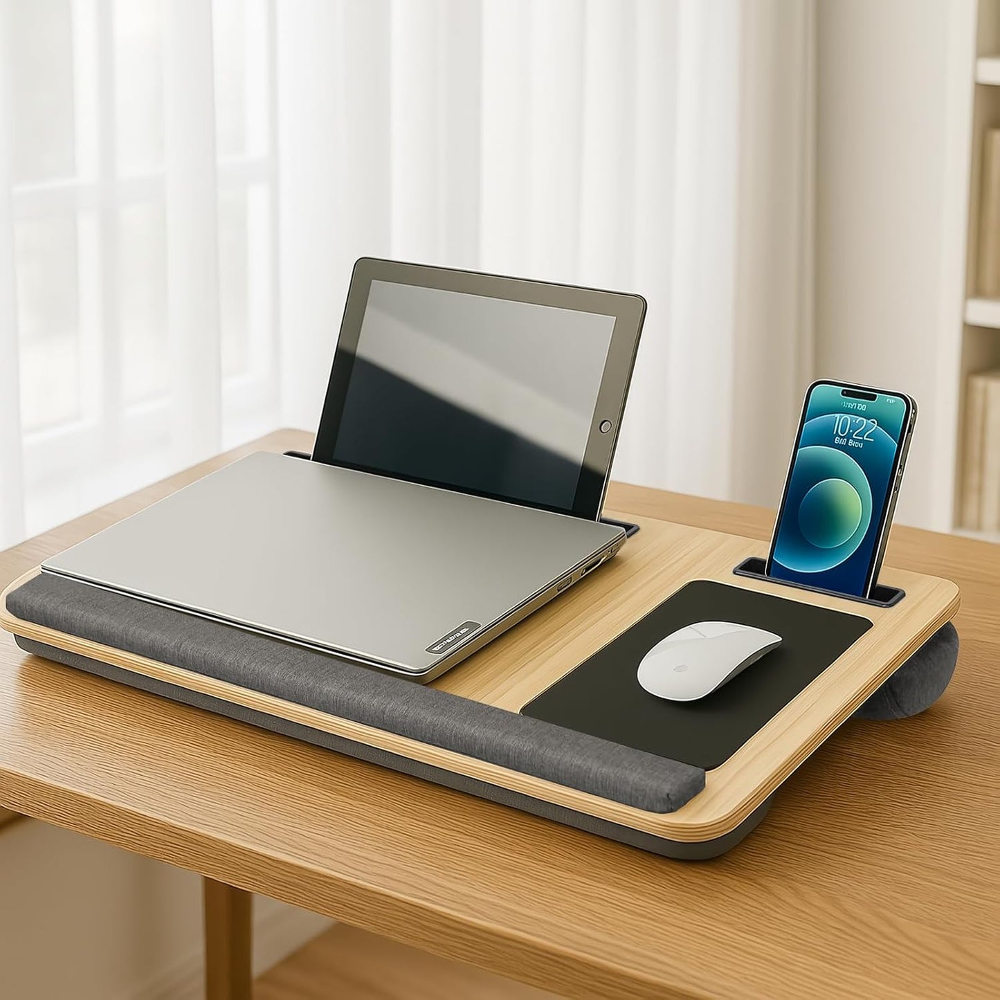 Carla Home Oversized Portable Lap Desk With Cushionmouse Pad Tablet And Phone Holder Which Fits Up To 17 Inch Laptops Fo