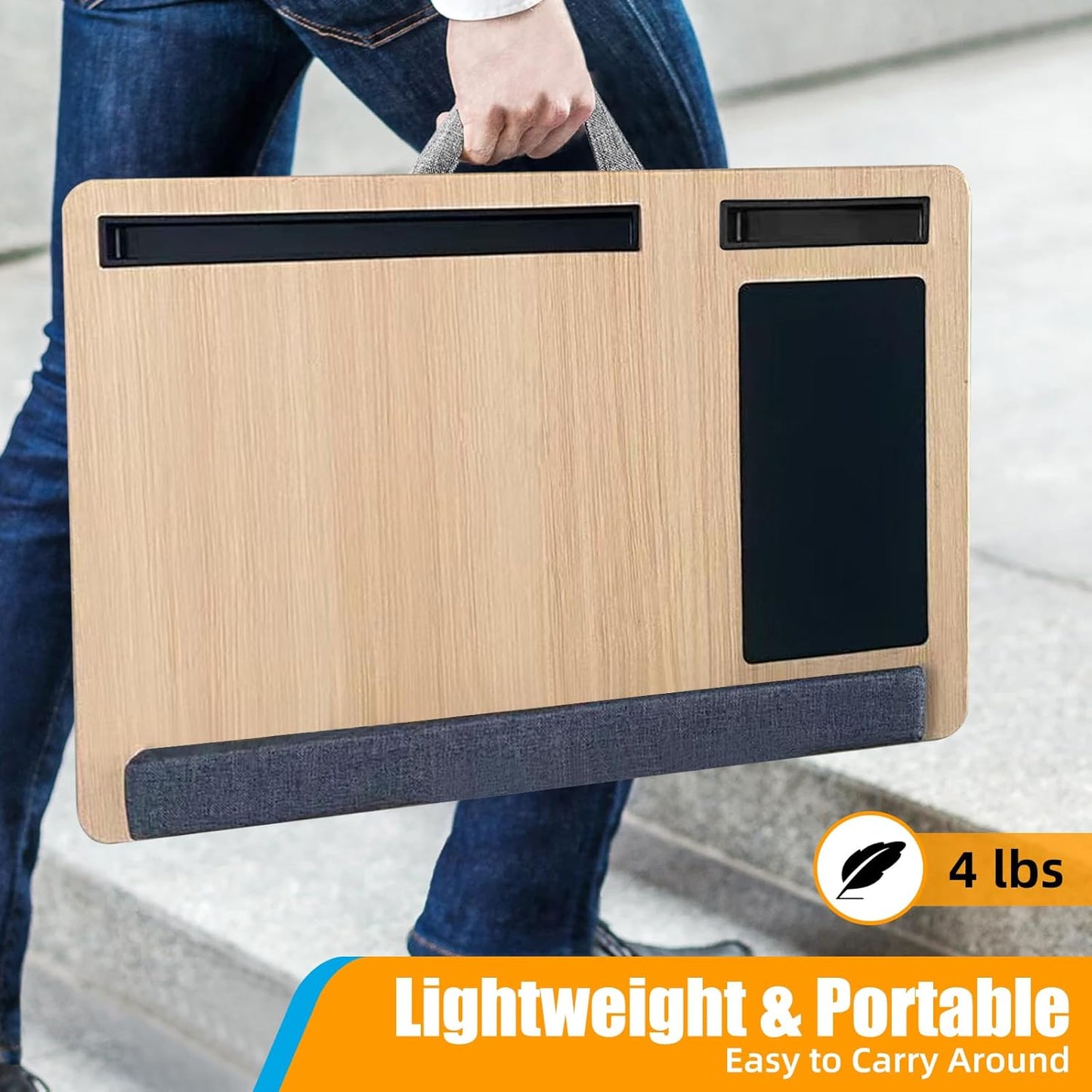 Carla Home Oversized Portable Lap Desk With Cushionmouse Pad Tablet And Phone Holder Which Fits Up To 17 Inch Laptops Fo