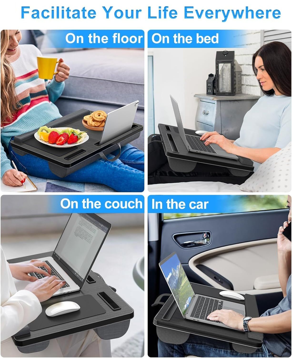 Carla Home Oversized Portable Lap Desk With Cushionmouse Pad Tablet And Phone Holder Which Fits Up To 17 Inch Laptops Fo