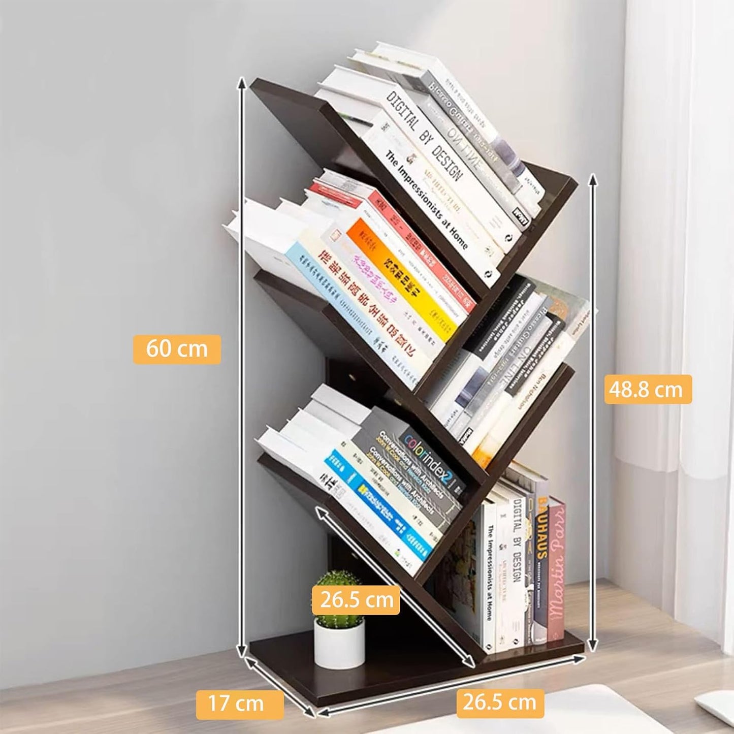 Carla Home 5 Tier Tree Bookshelf Storage Rack For Office Or Bedroom (Black)