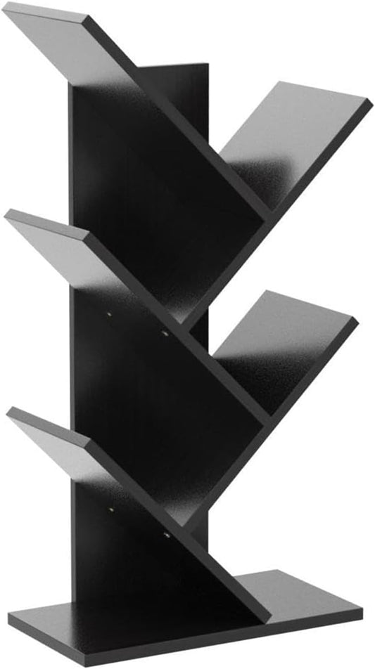 Carla Home 5 Tier Tree Bookshelf Storage Rack For Office Or Bedroom (Black)