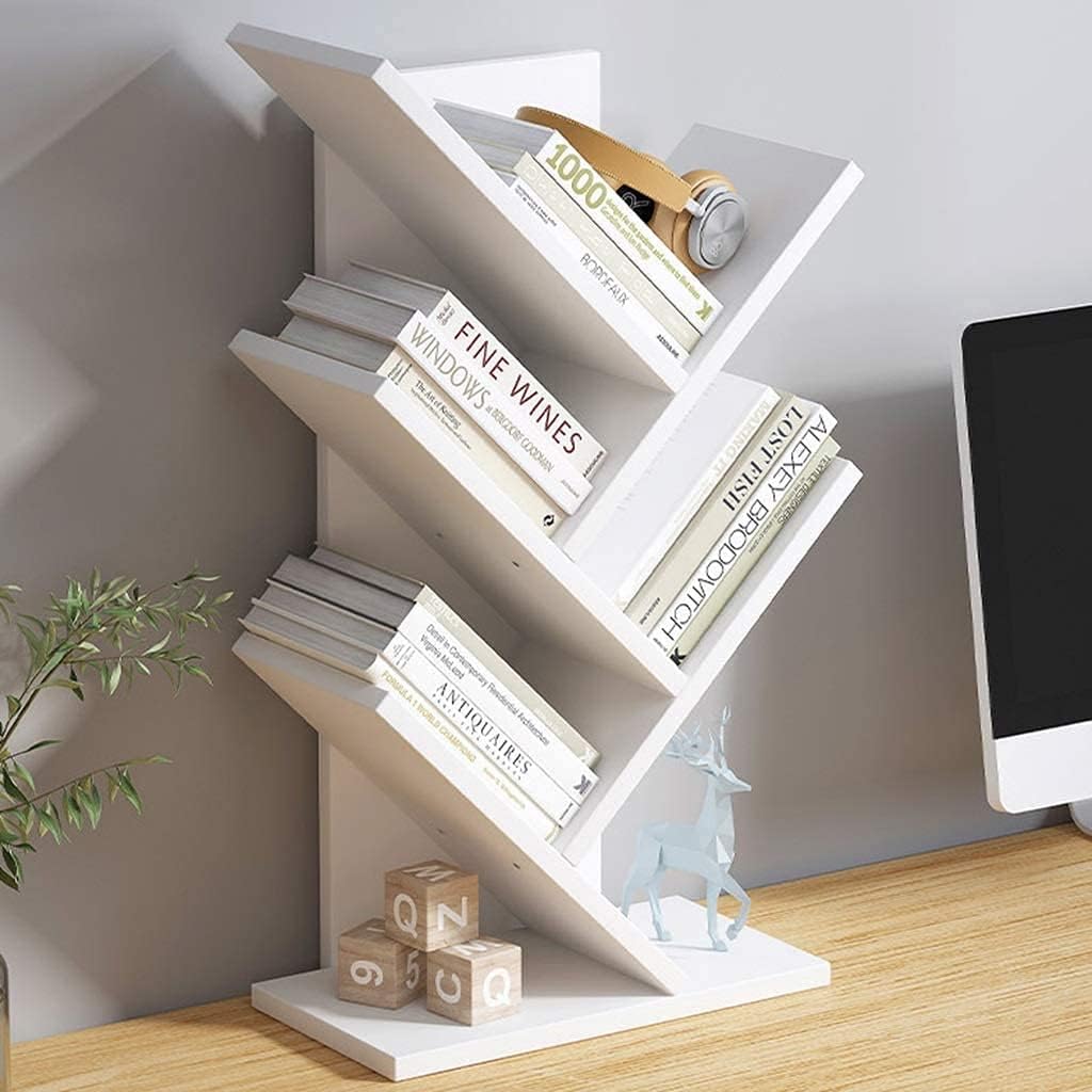 Carla Home 5 Tier Tree Bookshelf Storage Rack For Office Or Bedroom (White)