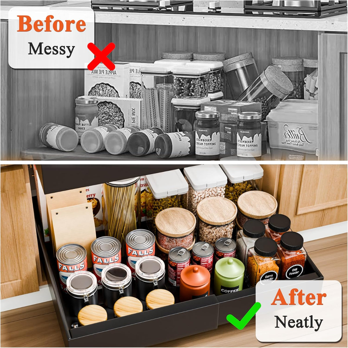 Carla Home Pack Pull Out Cabinet Organiser Expandable For Cabinets With Adjustable Slide Shelves And Easy Installation (
