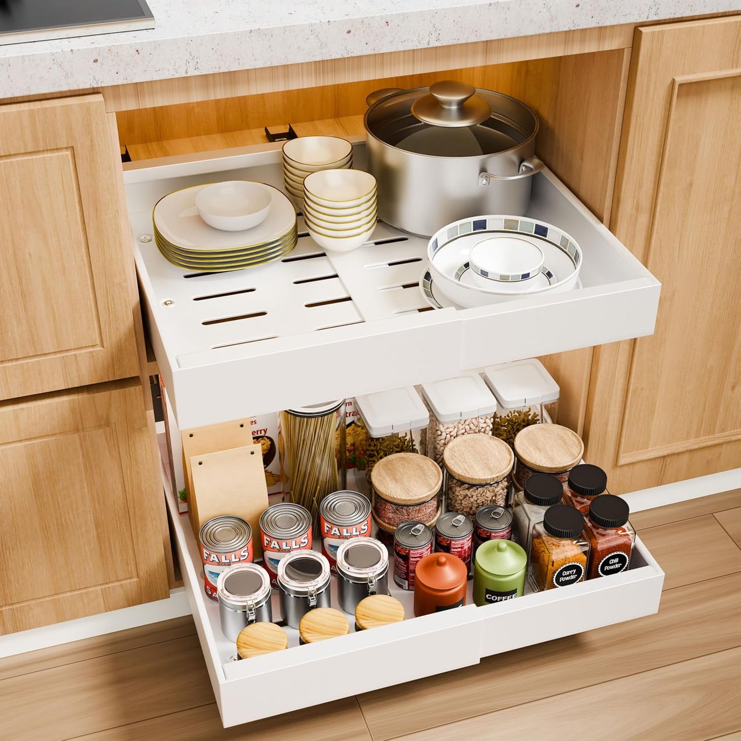Carla Home Pack Pull Out Cabinet Organiser Expandable For Cabinets With Adjustable Slide Shelves And Easy Installation 4