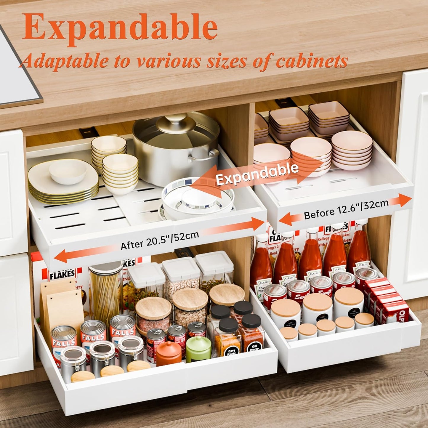 Carla Home Pack Pull Out Cabinet Organiser Expandable For Cabinets With Adjustable Slide Shelves And Easy Installation 4
