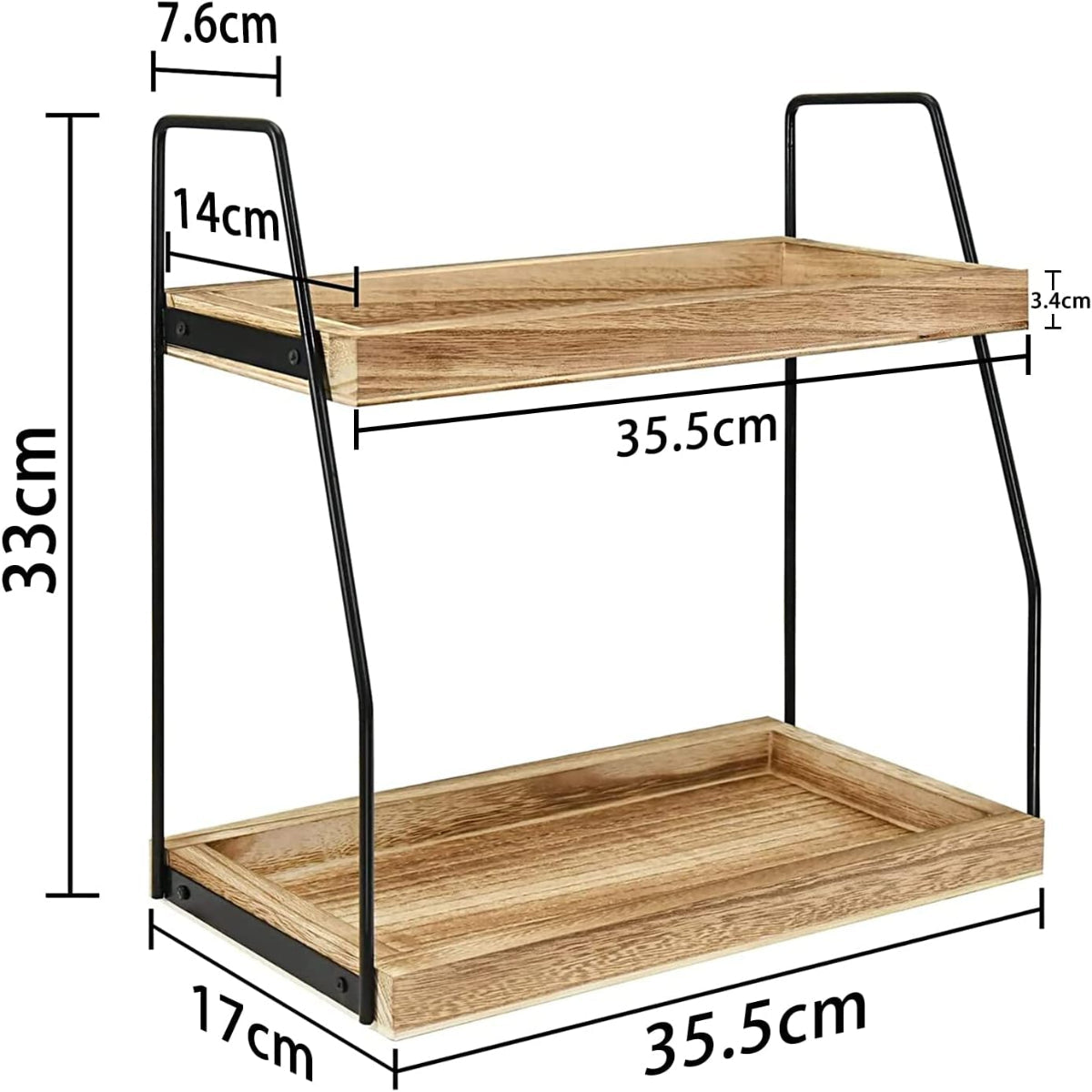 Carla Home 2 Tier Wooden Coffee Station Rack Organiser For Bar Condiments Syrups Storage Jars & Spice Shelf