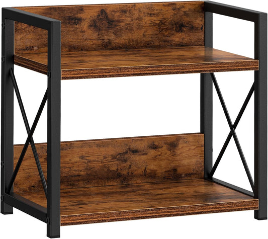 Carla Home 2 Tier Countertop Shelf Organizer Rustic Wood Kitchen Spice Rack For Storage Condiments & Cabinet Organizatio