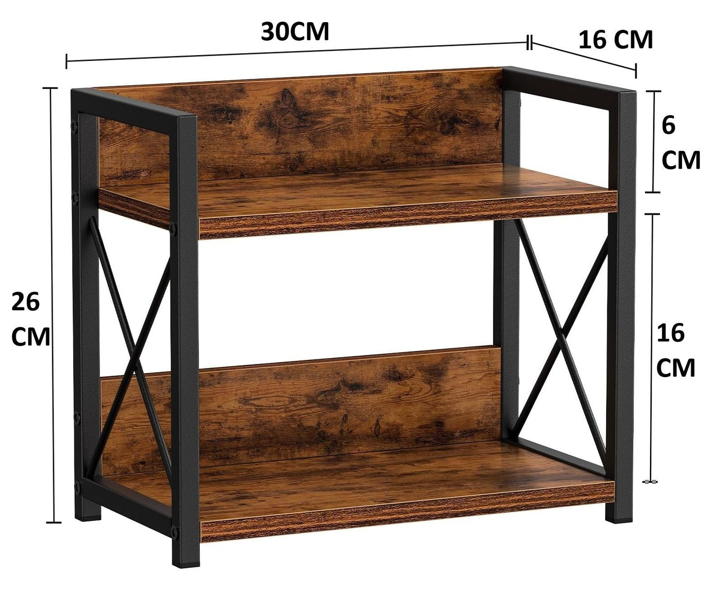 Carla Home 2 Tier Countertop Shelf Organizer Rustic Wood Kitchen Spice Rack For Storage Condiments & Cabinet Organizatio