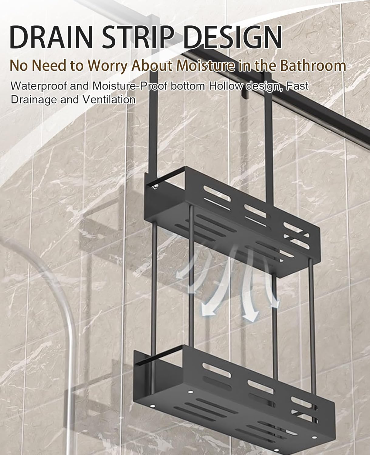 Carla Home Over The Door 2 Tier Shower Caddy Organizer Shelf With Hooks For Bathroom