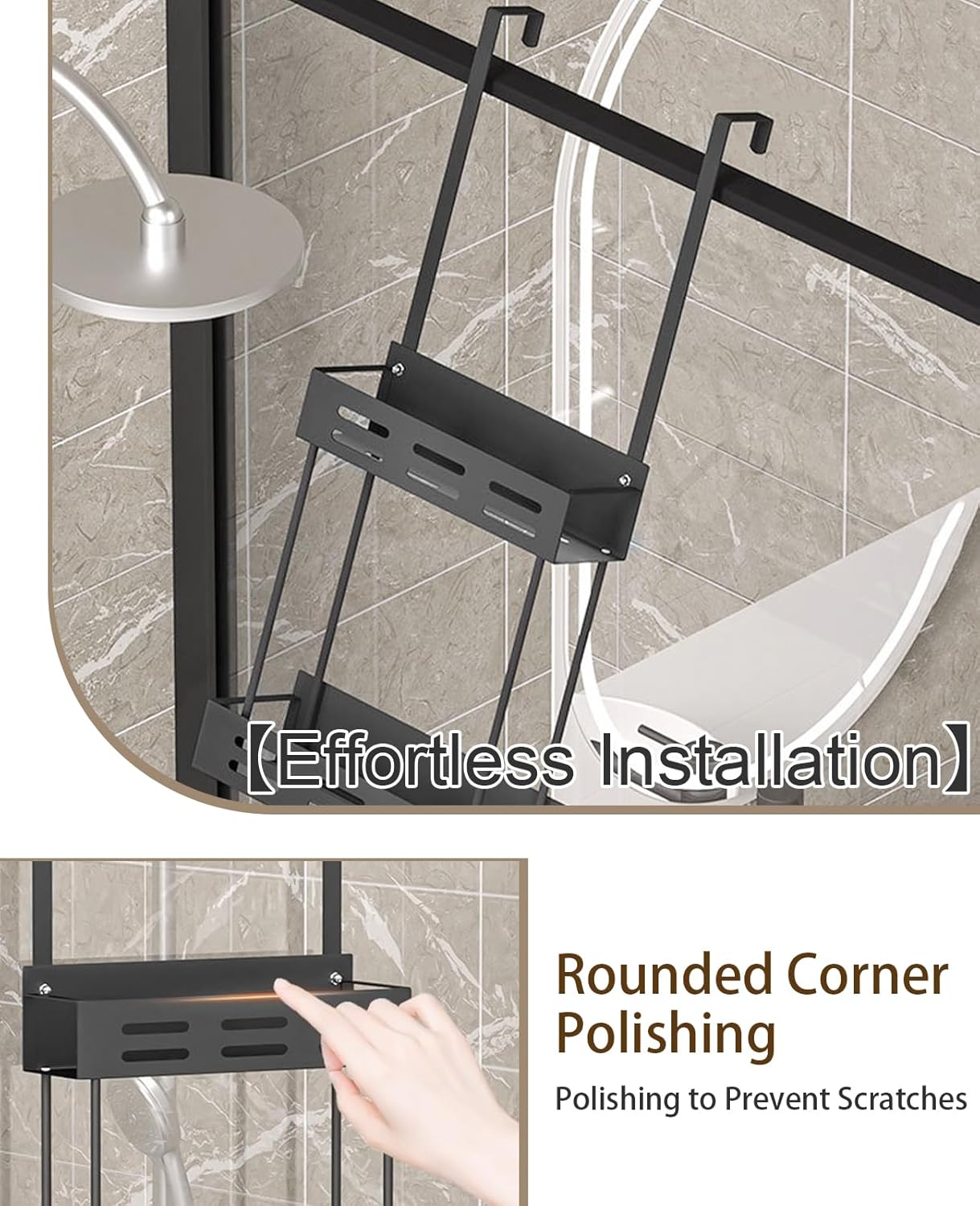 Carla Home Over The Door 2 Tier Shower Caddy Organizer Shelf With Hooks For Bathroom