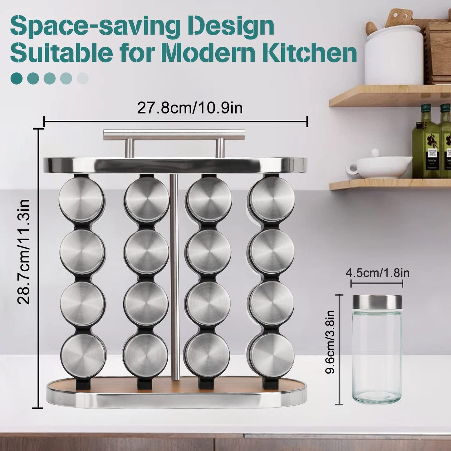 Carla Home 20 Jar Spice Rack Organizer Storage For Kitchen Countertop Cabinet