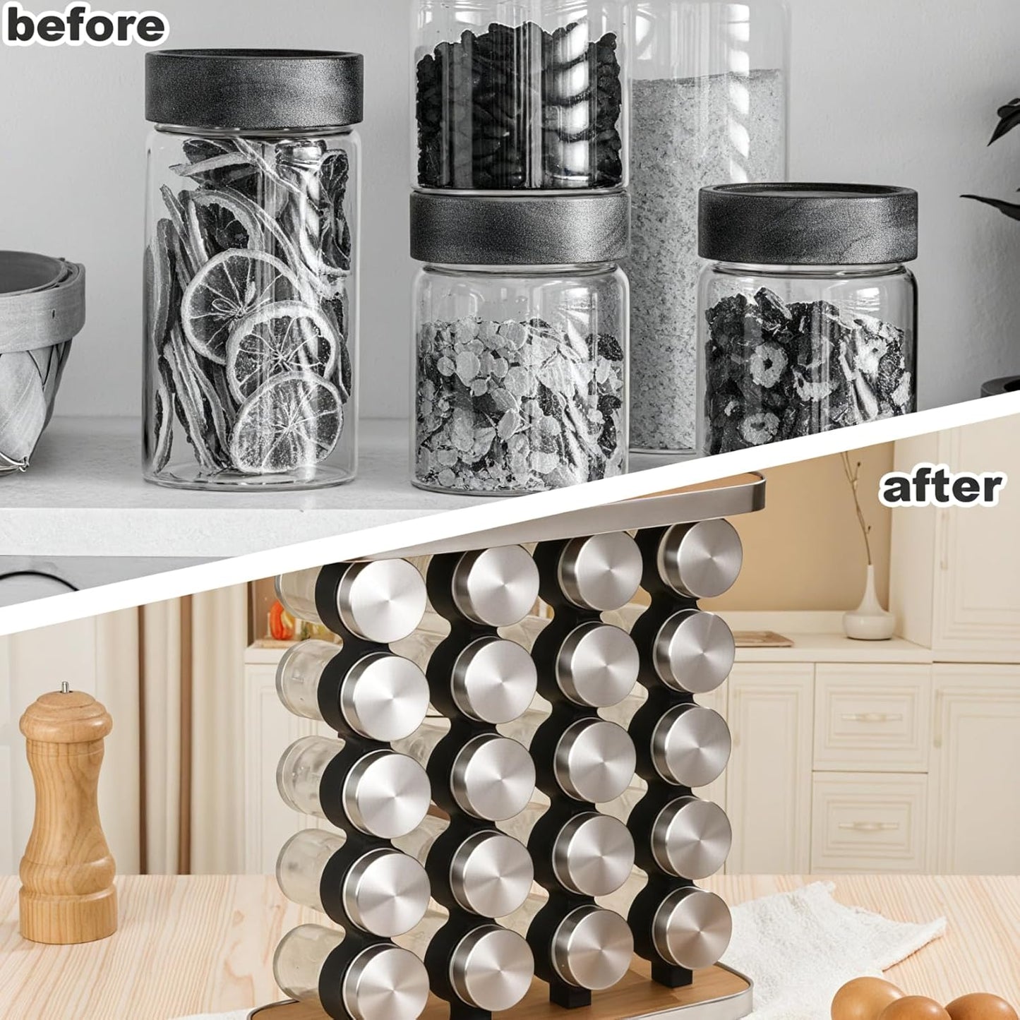 Carla Home 20 Jar Spice Rack Organizer Storage For Kitchen Countertop Cabinet