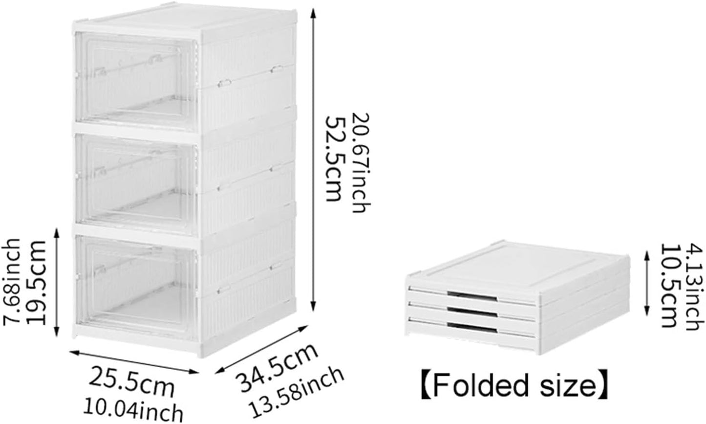 Carla Home 3 Tier Stackable Shoe Storage Box Organizer With Clear Door For Closet Entryway Cabinet