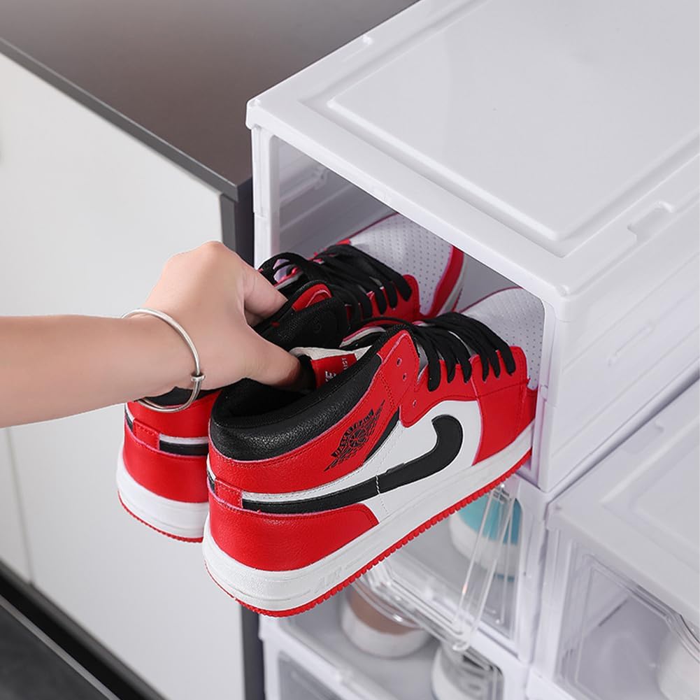 Carla Home 3 Tier Stackable Shoe Storage Box Organizer With Clear Door For Closet Entryway Cabinet