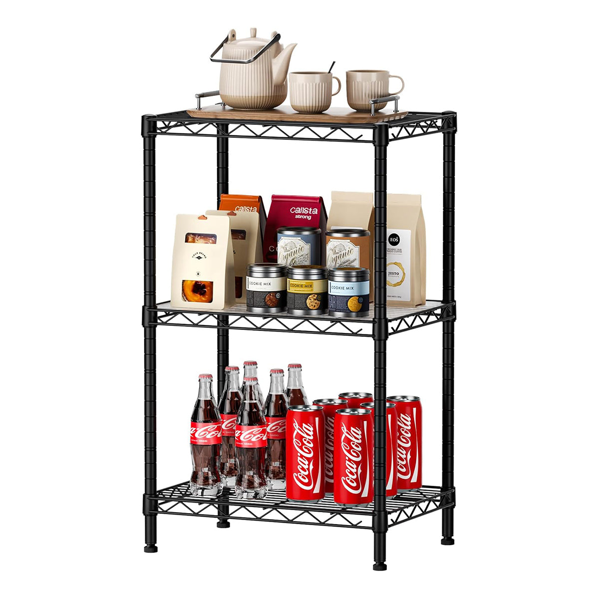 Carla Home 3 Tier Adjustable Metal Storage Shelves Wire Rack Organiser For Kitchen Pantry Bathroom Laundry Room (45Cm X